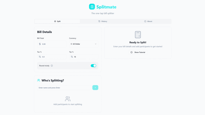 The one-tap bill splitter that handles tax, tips, and multiple people. No more awkward payment conversations.